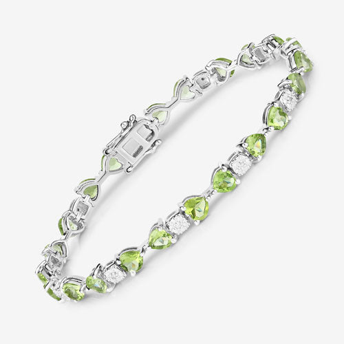 9.78 Carat Genuine Peridot and White Diamond .925 Sterling Silver Bracelet Bids.com