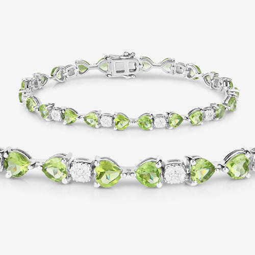 9.78 Carat Genuine Peridot and White Diamond .925 Sterling Silver Bracelet Bids.com
