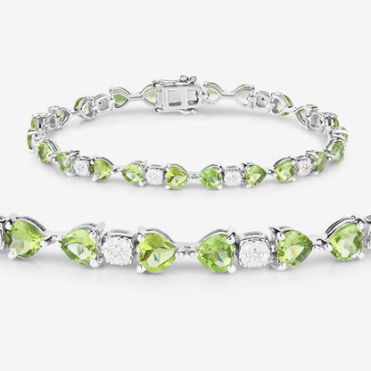 9.78 Carat Genuine Peridot and White Diamond .925 Sterling Silver Bracelet Bids.com
