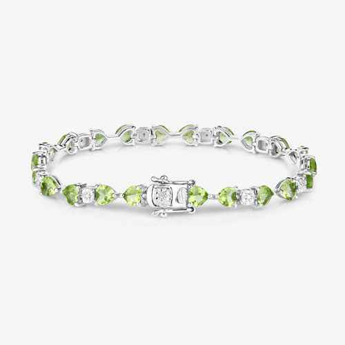 9.78 Carat Genuine Peridot and White Diamond .925 Sterling Silver Bracelet Bids.com