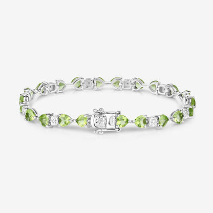 9.78 Carat Genuine Peridot and White Diamond .925 Sterling Silver Bracelet Bids.com