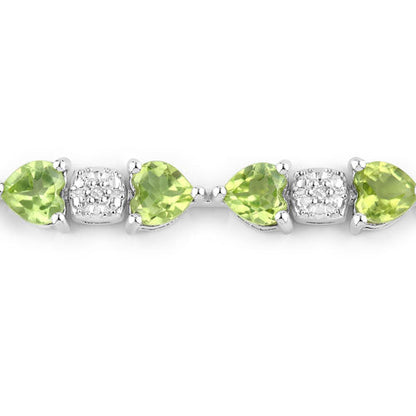 9.78 Carat Genuine Peridot and White Diamond .925 Sterling Silver Bracelet Bids.com