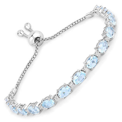 12.83 Carat Genuine Blue Topaz and White Topaz .925 Sterling Silver Bracelet Bids.com