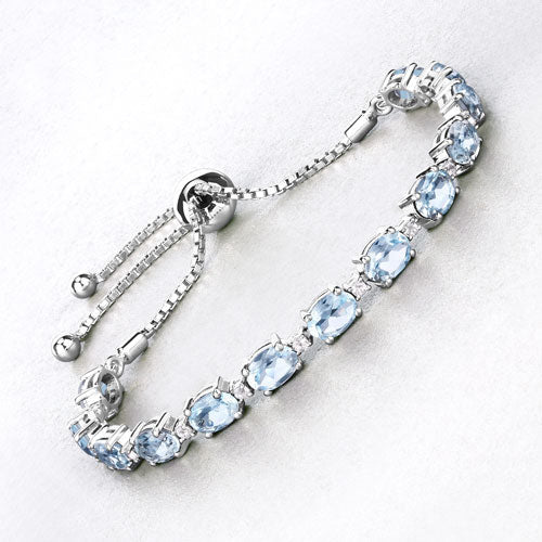 12.83 Carat Genuine Blue Topaz and White Topaz .925 Sterling Silver Bracelet Bids.com