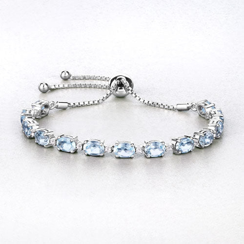 12.83 Carat Genuine Blue Topaz and White Topaz .925 Sterling Silver Bracelet Bids.com