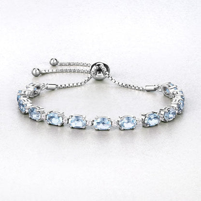 12.83 Carat Genuine Blue Topaz and White Topaz .925 Sterling Silver Bracelet Bids.com