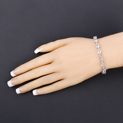 12.83 Carat Genuine Blue Topaz and White Topaz .925 Sterling Silver Bracelet Bids.com