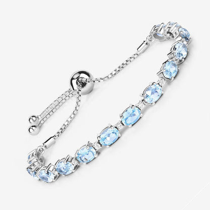 12.83 Carat Genuine Blue Topaz and White Topaz .925 Sterling Silver Bracelet Bids.com