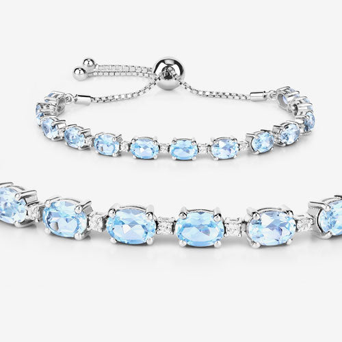 12.83 Carat Genuine Blue Topaz and White Topaz .925 Sterling Silver Bracelet Bids.com