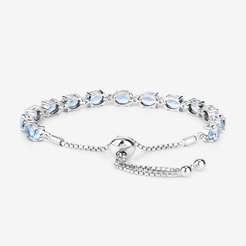 12.83 Carat Genuine Blue Topaz and White Topaz .925 Sterling Silver Bracelet Bids.com