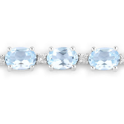 12.83 Carat Genuine Blue Topaz and White Topaz .925 Sterling Silver Bracelet Bids.com