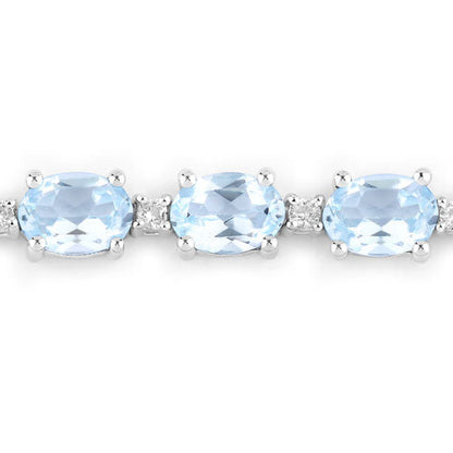 12.83 Carat Genuine Blue Topaz and White Topaz .925 Sterling Silver Bracelet Bids.com