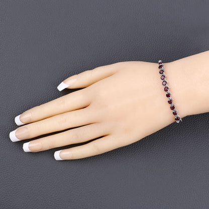 3.30 Carat Genuine Garnet .925 Sterling Silver Bracelet Bids.com