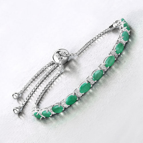 4.98 Carat Genuine Emerald and White Topaz .925 Sterling Silver Bracelet Bids.com