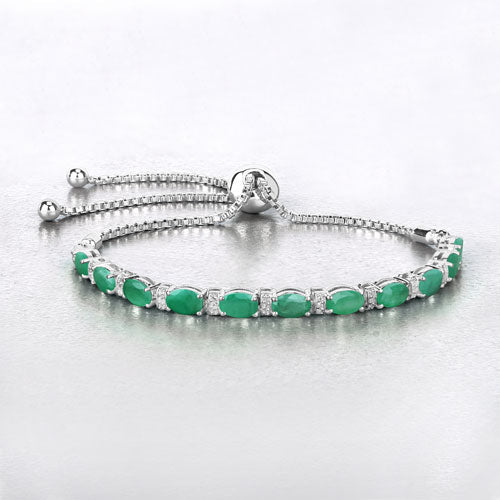 4.98 Carat Genuine Emerald and White Topaz .925 Sterling Silver Bracelet Bids.com