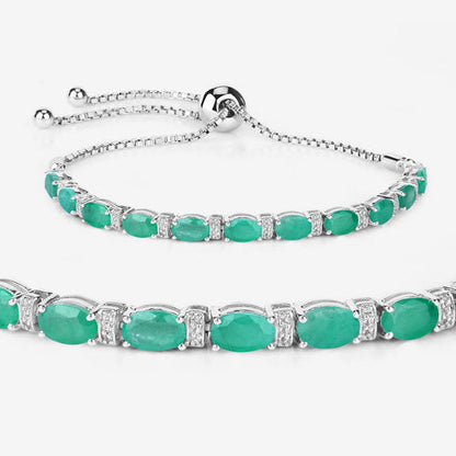 4.98 Carat Genuine Emerald and White Topaz .925 Sterling Silver Bracelet Bids.com