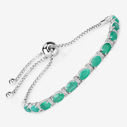 4.98 Carat Genuine Emerald and White Topaz .925 Sterling Silver Bracelet Bids.com