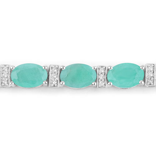 4.98 Carat Genuine Emerald and White Topaz .925 Sterling Silver Bracelet Bids.com