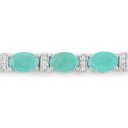 4.98 Carat Genuine Emerald and White Topaz .925 Sterling Silver Bracelet Bids.com