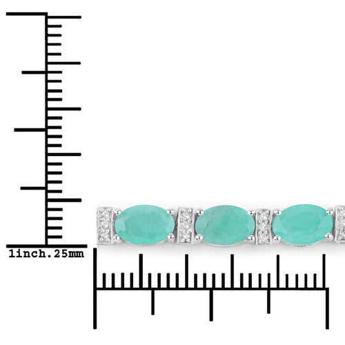 4.98 Carat Genuine Emerald and White Topaz .925 Sterling Silver Bracelet Bids.com