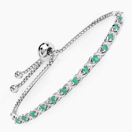 0.72 Carat Genuine Emerald .925 Sterling Silver Bracelet Bids.com