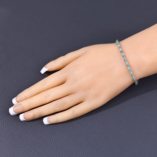 0.72 Carat Genuine Emerald .925 Sterling Silver Bracelet Bids.com