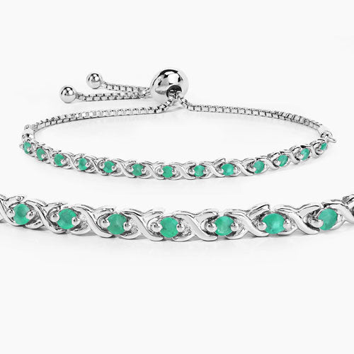 0.72 Carat Genuine Emerald .925 Sterling Silver Bracelet Bids.com