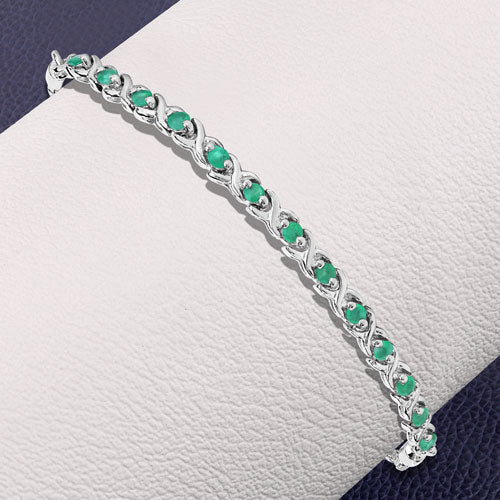0.72 Carat Genuine Emerald .925 Sterling Silver Bracelet Bids.com
