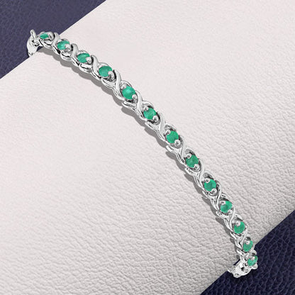 0.72 Carat Genuine Emerald .925 Sterling Silver Bracelet Bids.com
