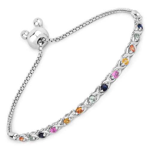 0.88 Carat Genuine Multi Sapphire .925 Sterling Silver Bracelet Bids.com
