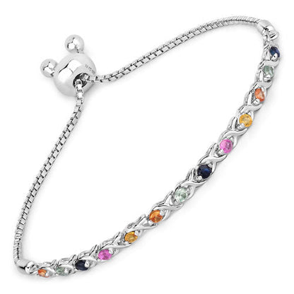 0.88 Carat Genuine Multi Sapphire .925 Sterling Silver Bracelet Bids.com