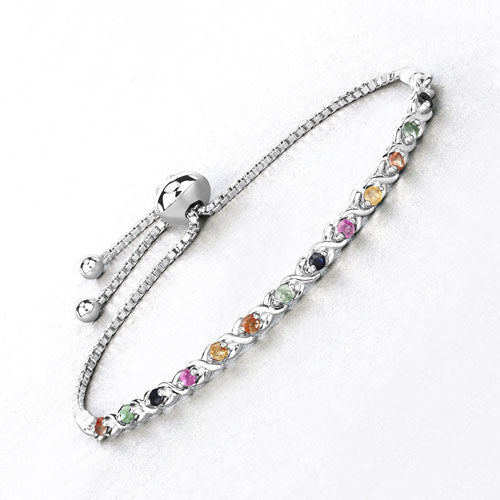 0.88 Carat Genuine Multi Sapphire .925 Sterling Silver Bracelet Bids.com