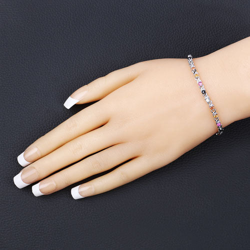 0.88 Carat Genuine Multi Sapphire .925 Sterling Silver Bracelet Bids.com