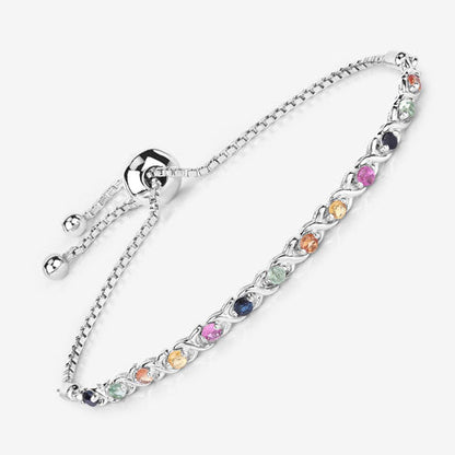 0.88 Carat Genuine Multi Sapphire .925 Sterling Silver Bracelet Bids.com