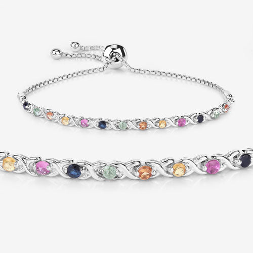 0.88 Carat Genuine Multi Sapphire .925 Sterling Silver Bracelet Bids.com