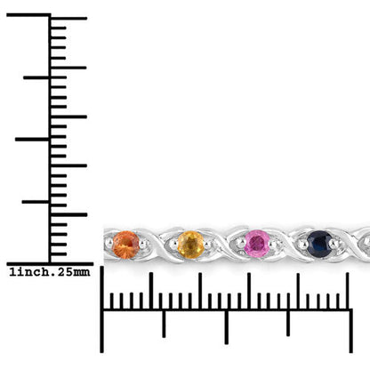 0.88 Carat Genuine Multi Sapphire .925 Sterling Silver Bracelet Bids.com