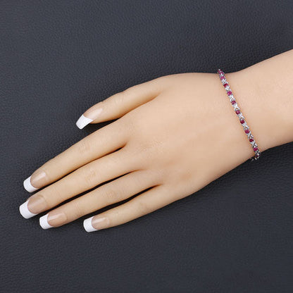 0.88 Carat Genuine Ruby .925 Sterling Silver Bracelet Bids.com