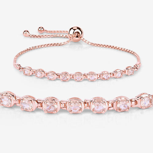 1.35 Carat Genuine Morganite .925 Sterling Silver Bracelet Bids.com