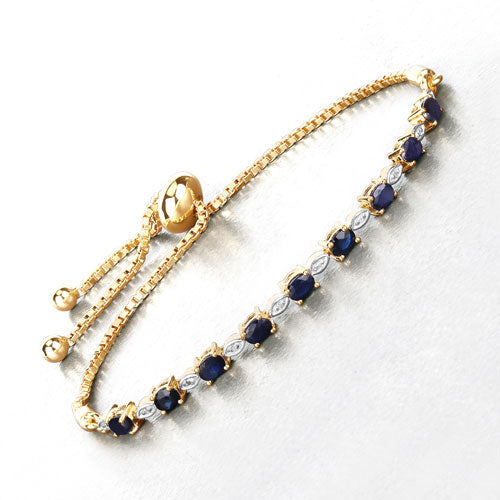 1.83 Carat Genuine Blue Sapphire and White Diamond .925 Sterling Silver Bracelet Bids.com