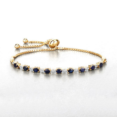 1.83 Carat Genuine Blue Sapphire and White Diamond .925 Sterling Silver Bracelet Bids.com