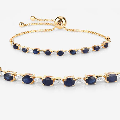1.83 Carat Genuine Blue Sapphire and White Diamond .925 Sterling Silver Bracelet Bids.com