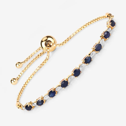 1.83 Carat Genuine Blue Sapphire and White Diamond .925 Sterling Silver Bracelet Bids.com