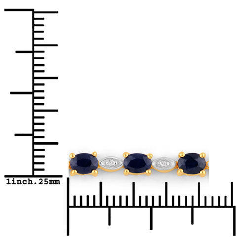 1.83 Carat Genuine Blue Sapphire and White Diamond .925 Sterling Silver Bracelet Bids.com