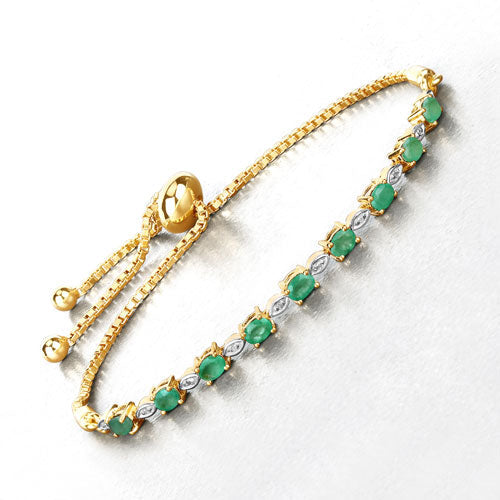 1.29 Carat Genuine Emerald and White Diamond .925 Sterling Silver Bracelet Bids.com