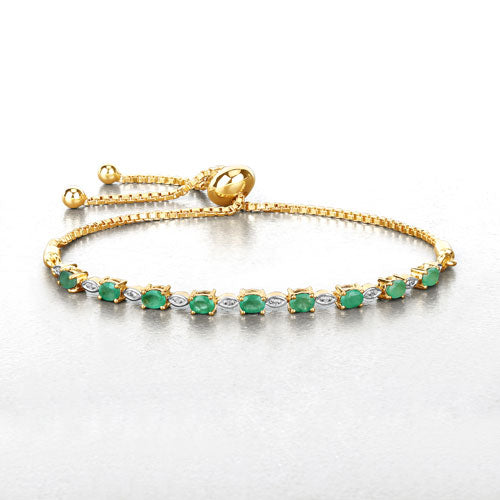 1.29 Carat Genuine Emerald and White Diamond .925 Sterling Silver Bracelet Bids.com