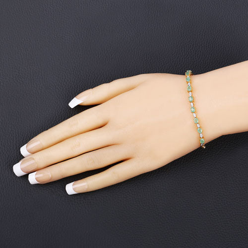 1.29 Carat Genuine Emerald and White Diamond .925 Sterling Silver Bracelet Bids.com