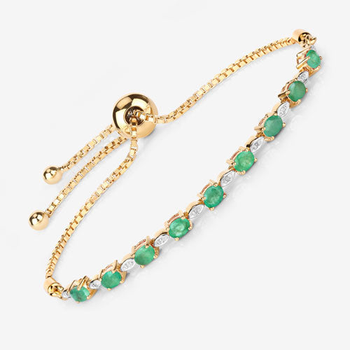 1.29 Carat Genuine Emerald and White Diamond .925 Sterling Silver Bracelet Bids.com