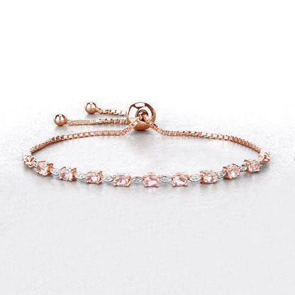 1.38 Carat Genuine Morganite and White Diamond .925 Sterling Silver Bracelet Bids.com