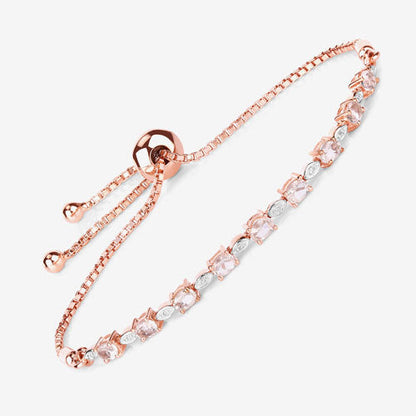 1.38 Carat Genuine Morganite and White Diamond .925 Sterling Silver Bracelet Bids.com