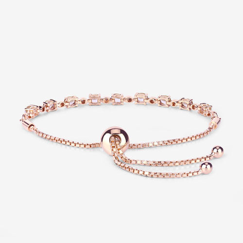 1.38 Carat Genuine Morganite and White Diamond .925 Sterling Silver Bracelet Bids.com